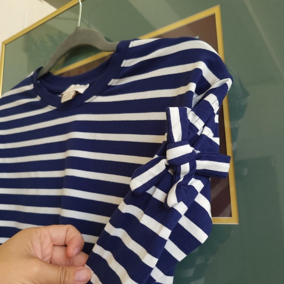 Kate Spade Nautical Bow Blue and White Long Sleeve Tee Striped Knit - Picture 4 of 8
